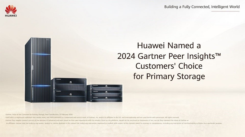 Huawei Named a Customers' Choice in the 2024 Gartner® Peer Insights™ Voice of the Customer for Primary Storage